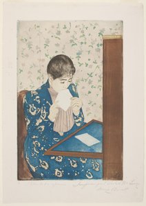 レター、1890-91（紙のドライポイントとアクアチント） 作： Mary Cassatt